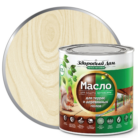 Масло Здоровый дом для террас, лестниц, полов слоновая кость 0,75 л